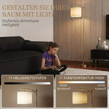 Adjustable Gold Metal Floor Lamp with Remote Control
