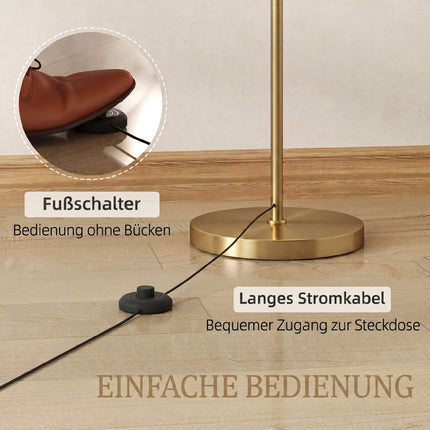 Adjustable Gold Metal Floor Lamp with Remote Control