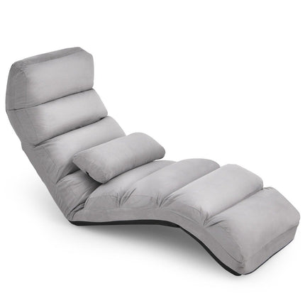 Adjustable Gray Recliner Chair – 175 x 55 x 20 cm, 5 Positions
