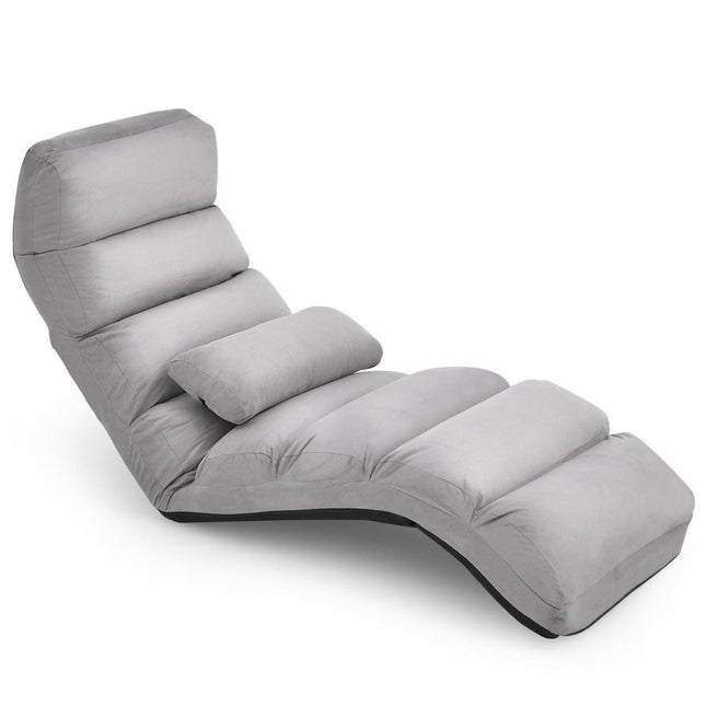 Verstelbare grijze relaxfauteuil - 175 x 55 x 20 cm, 5 standen