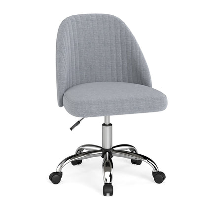 Adjustable Grey Armless Swivel Office Chair – Space-Saving Design