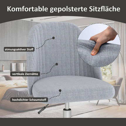 Adjustable Grey Armless Swivel Office Chair – Space-Saving Design