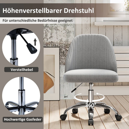 Adjustable Grey Armless Swivel Office Chair – Space-Saving Design