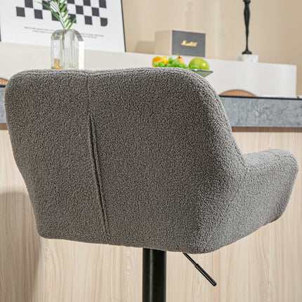 Adjustable Grey Bar Stools, Set of 2, 360° Swivel