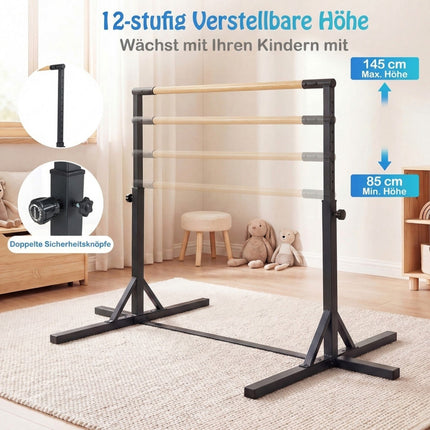 Adjustable Gymnastics Bar for Kids, 85-145 cm, 65 kg Capacity