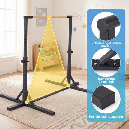 Adjustable Gymnastics Bar for Kids, 85-145 cm, 65 kg Capacity