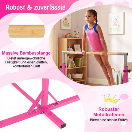 Adjustable Gymnastics Bar for Kids, 85-145 cm, Pink