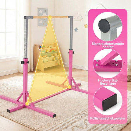 Adjustable Gymnastics Bar for Kids, 85-145 cm, Pink