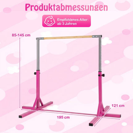 Adjustable Gymnastics Bar for Kids, 85-145 cm, Pink