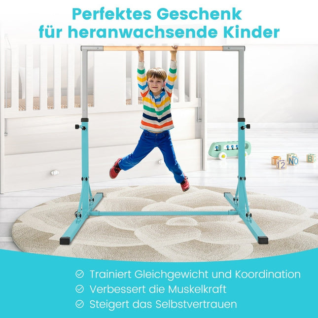Adjustable Gymnastics Bar for Kids, Indoor Use, Green