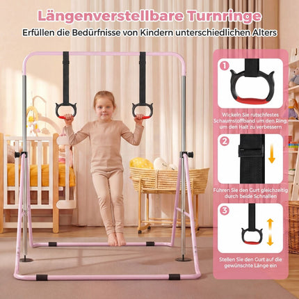 Adjustable Gymnastics Bar for Kids, Pink, 4 Heights