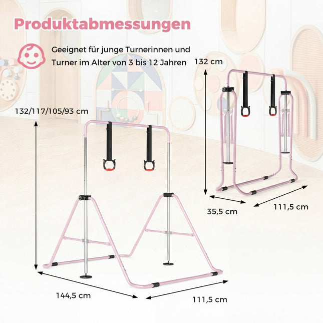 Adjustable Gymnastics Bar for Kids, Pink, 4 Heights