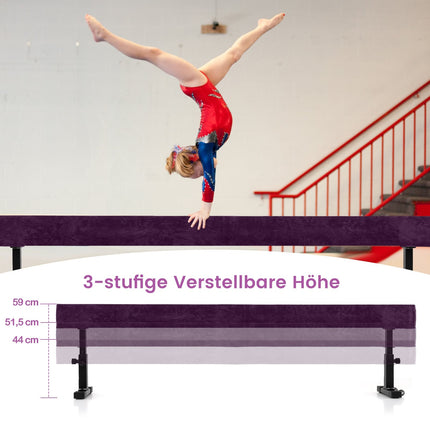 Adjustable Gymnastics Beam, 226 cm, 3 Heights, Purple