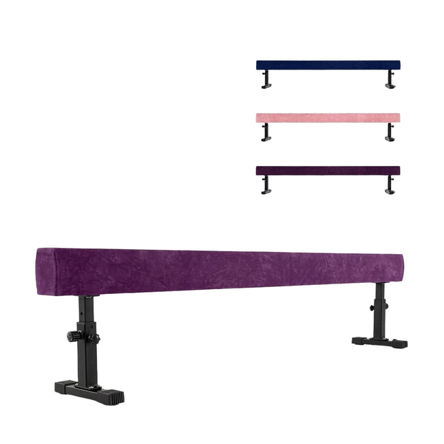 Adjustable Gymnastics Beam, 226 cm, 3 Heights, Purple