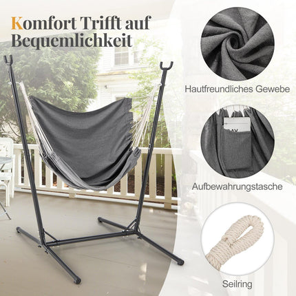 Adjustable Hanging Chair with Stand, Side Pocket, 120kg Capacity