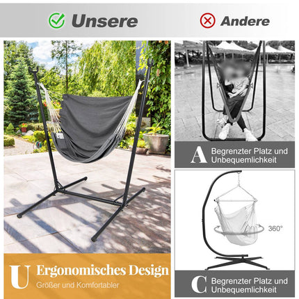 Adjustable Hanging Chair with Stand, Side Pocket, 120kg Capacity