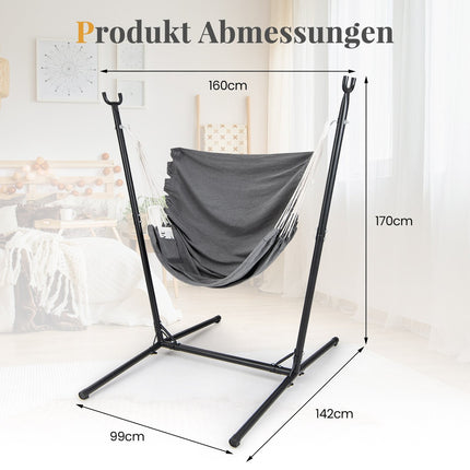 Adjustable Hanging Chair with Stand, Side Pocket, 120kg Capacity
