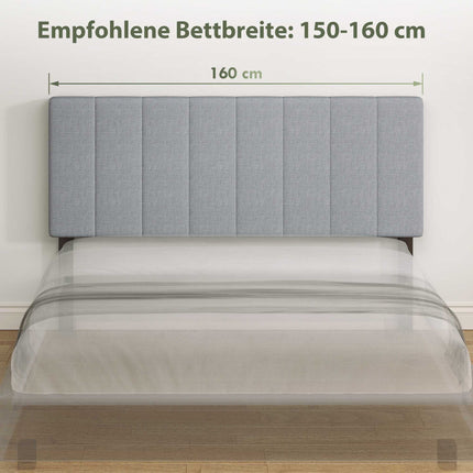 Adjustable Headboard with Metal Legs, Linen Look, 160 cm, Gray