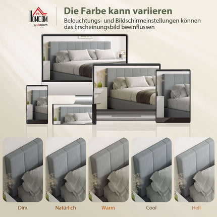 Adjustable Headboard with Metal Legs, Linen Look, 160 cm, Gray