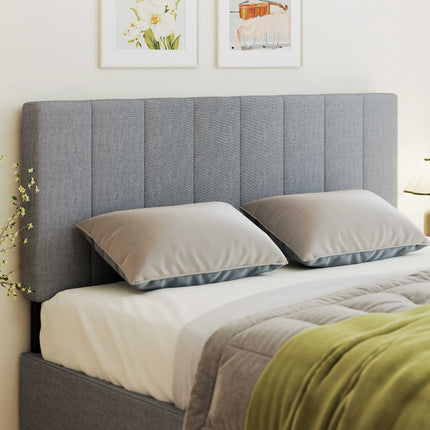 Adjustable Headboard with Metal Legs, Linen Look, 160 cm, Gray