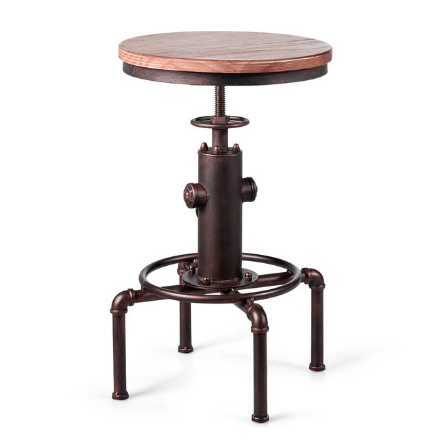 Adjustable Height Bar Stool, Pine Wood & Iron, 59.5-75 cm