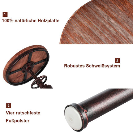 Adjustable Height Bar Stool, Pine Wood & Iron, 59.5-75 cm