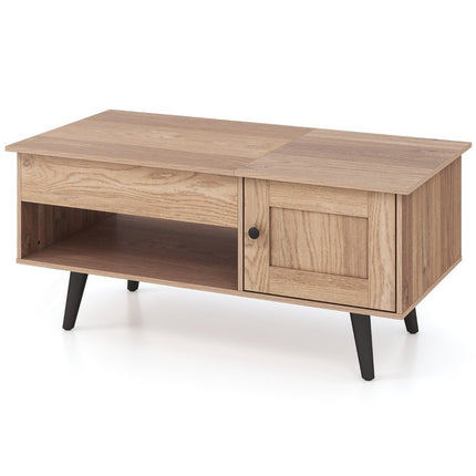 Adjustable Height Coffee Table with Hidden Storage, 100x50 cm