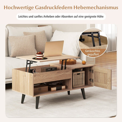 Adjustable Height Coffee Table with Hidden Storage, 100x50 cm