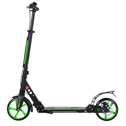 Adjustable Height Kids Scooter, Foldable, Black/Green Wheels