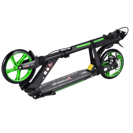 Adjustable Height Kids Scooter, Foldable, Black/Green Wheels