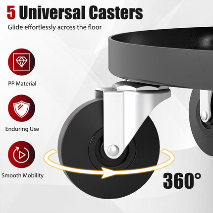 Adjustable Height Rolling Mechanic Stool with Tool Trays