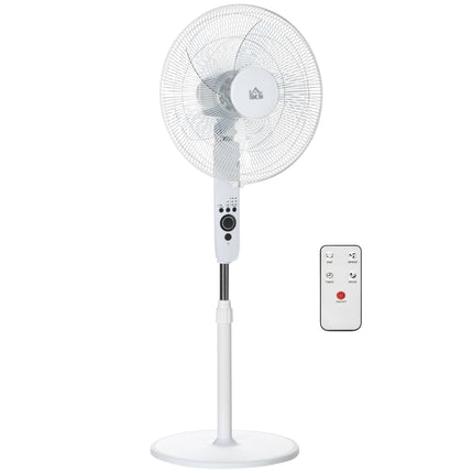Adjustable Height Stand Fan with Remote, 3 Speeds, White