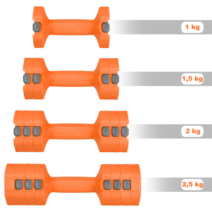 Adjustable Hex Dumbbells – 2 x 2.5 kg, Quick Weight Change