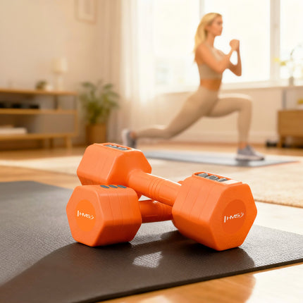 Adjustable Hex Dumbbells – 2 x 2.5 kg, Quick Weight Change