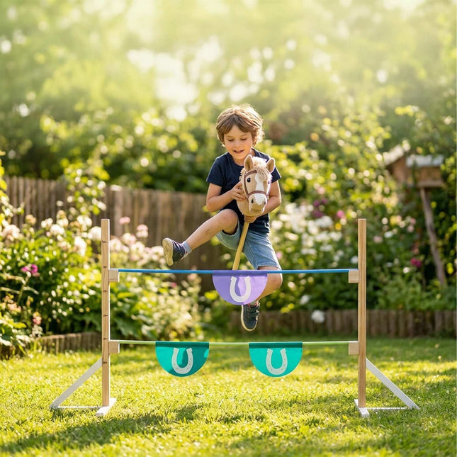 Adjustable Hobby Horse Hurdle with Wooden Poles