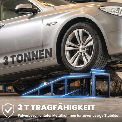 Adjustable Hydraulic Car Ramps Set, 3 Ton Capacity, 23–32.5 cm Height