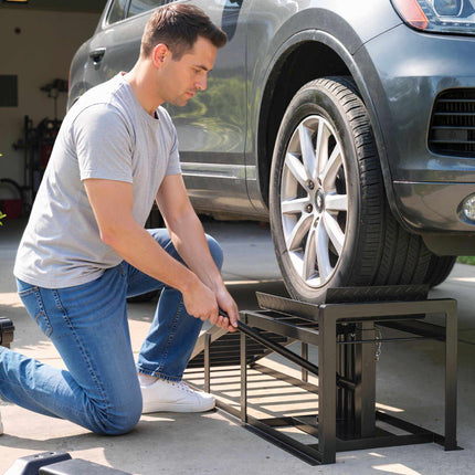 Adjustable Hydraulic Car Ramps Set, 3 Ton Capacity, 23–32.5 cm Height