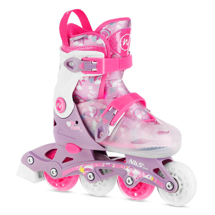 Adjustable Inline Skates, Pink, Size XS (27-30), 2-in-1