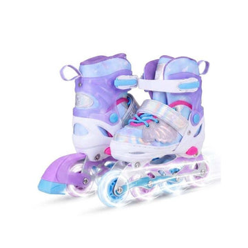 Adjustable Inline Skates for Kids with Light-Up Wheels, Blue, Size S 30-33