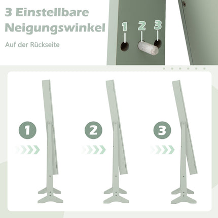 Adjustable Jewelry Cabinet with Full-Length Mirror, Green