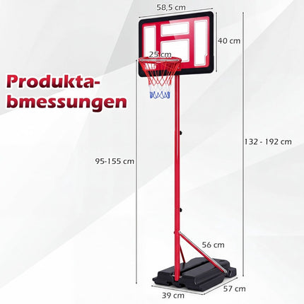 Adjustable Kids Basketball Hoop 95-155 cm with Fillable Base