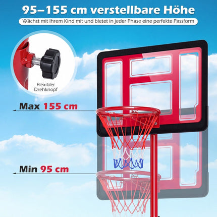 Adjustable Kids Basketball Hoop 95-155 cm with Fillable Base