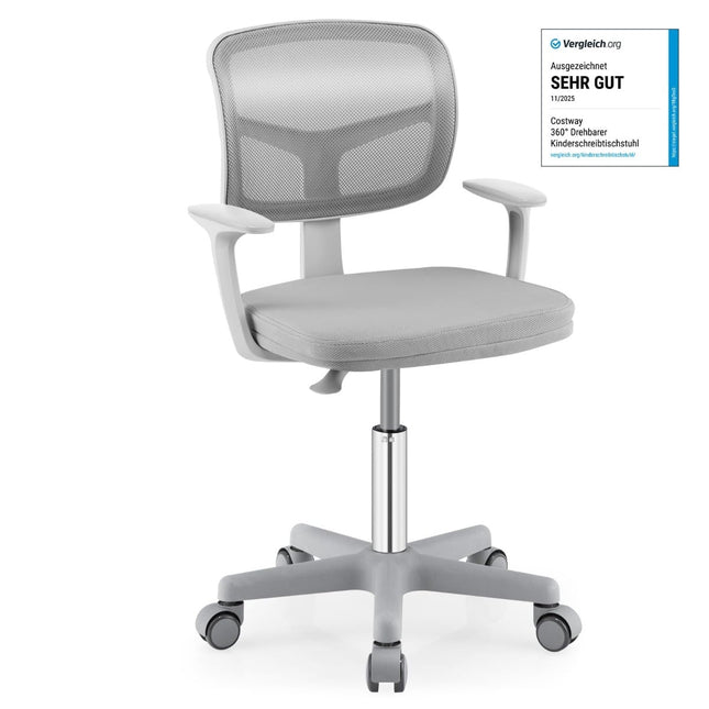 Adjustable Kids Desk Chair, 360 Swivel, Ergonomic, Grey