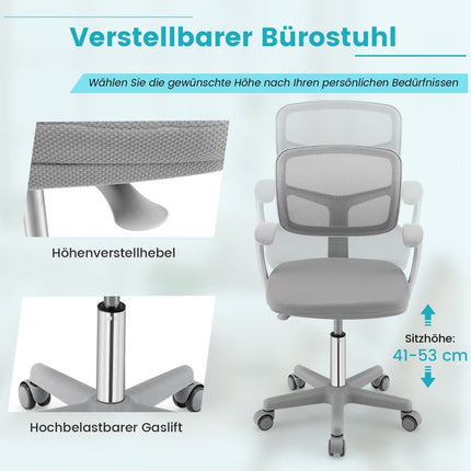 Adjustable Kids Desk Chair, 360 Swivel, Ergonomic, Grey