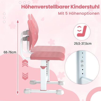 Adjustable Kids Desk Chair with Dual Backrest, Pink