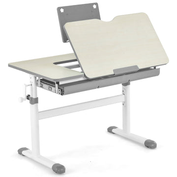 Adjustable Kids Desk Set with Tilted Tabletop, Grey