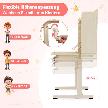 Adjustable Kids Desk with Shelf & Drawer – Pink