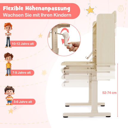 Adjustable Kids Desk with Shelf & Drawer, Tilt Top