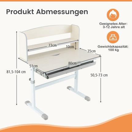 Adjustable Kids Desk with Tilt Top, Drawer, Shelves – Gray