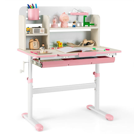 Adjustable Kids Desk with Tilt Top, Shelves & Drawer